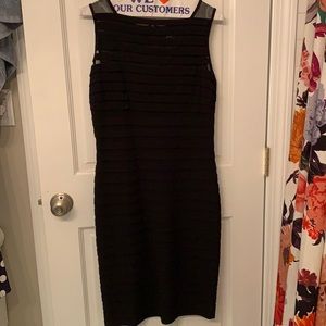 Adrianna Papell Black Mesh Stripe Dress